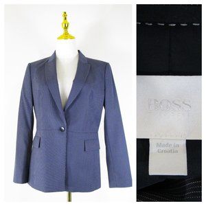 BOSS Hugo Boss Navy Pinstripe Wool Blazer Jacket Size 6 Formal Business Career
